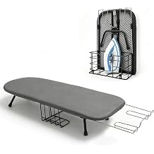 Tabletop Ironing Board, Small Ironing Board with Iron Holder, Foldable