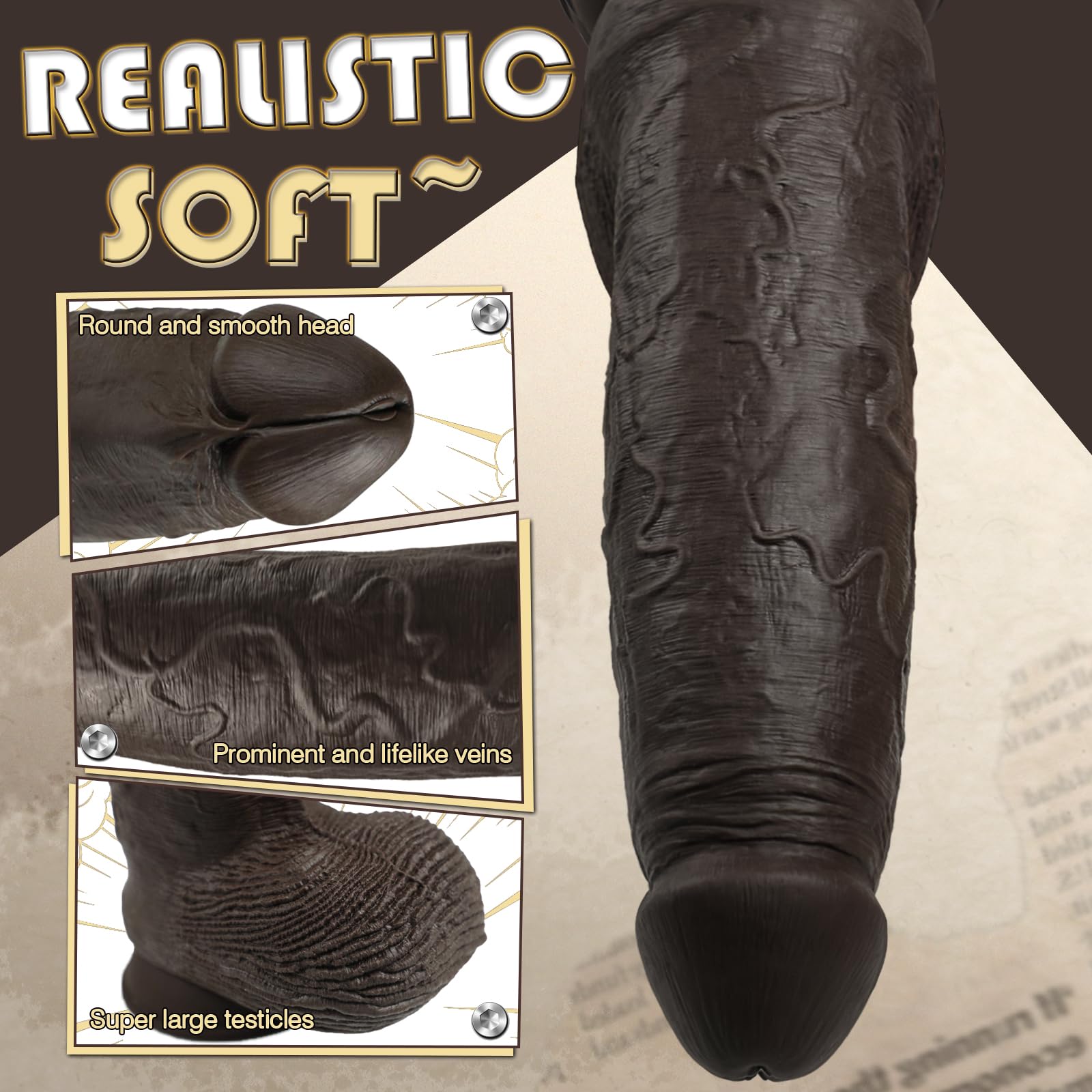 42x10 cm Dildo Gigante XXL, Dildos Realista Grueso y Masivo con Fuerte Base de Succión, Juguete Sexual de Silicona de Doble Capa para Hombres y Mujeres Experto, Dildo Gigantesco para Estiramiento Anal