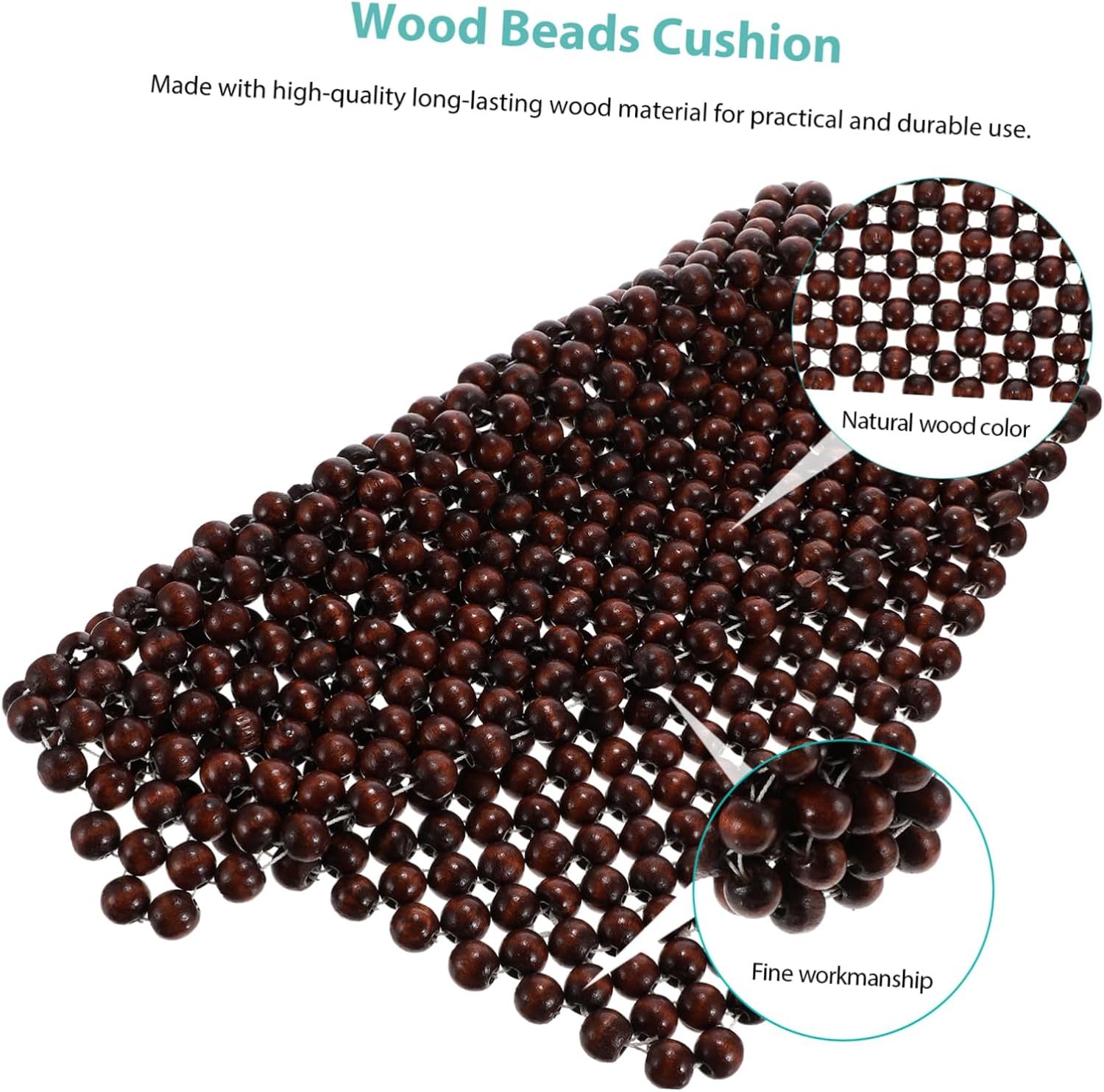 TIDTALEO Breathable Wood Beads Seat Cushion Comfortable Square Car Seat Pad for Enhanced Cooling and Support During Long Drives for All Vehicle Interiors