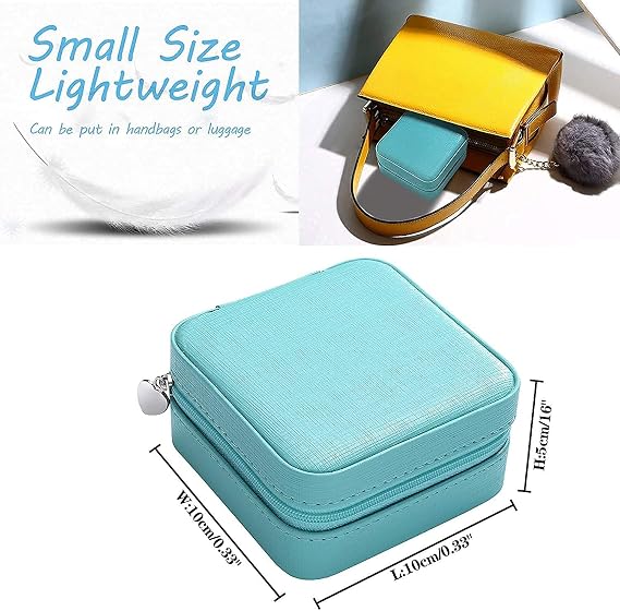 Jewellery Box Organiser Small for Travel, Exquisite Jewellery Storage Box for Women, Lightweight Mini Jewellery Case Organiser with Mirror for Ring, Earrings, Necklace, Jewellery Gift Box (A )