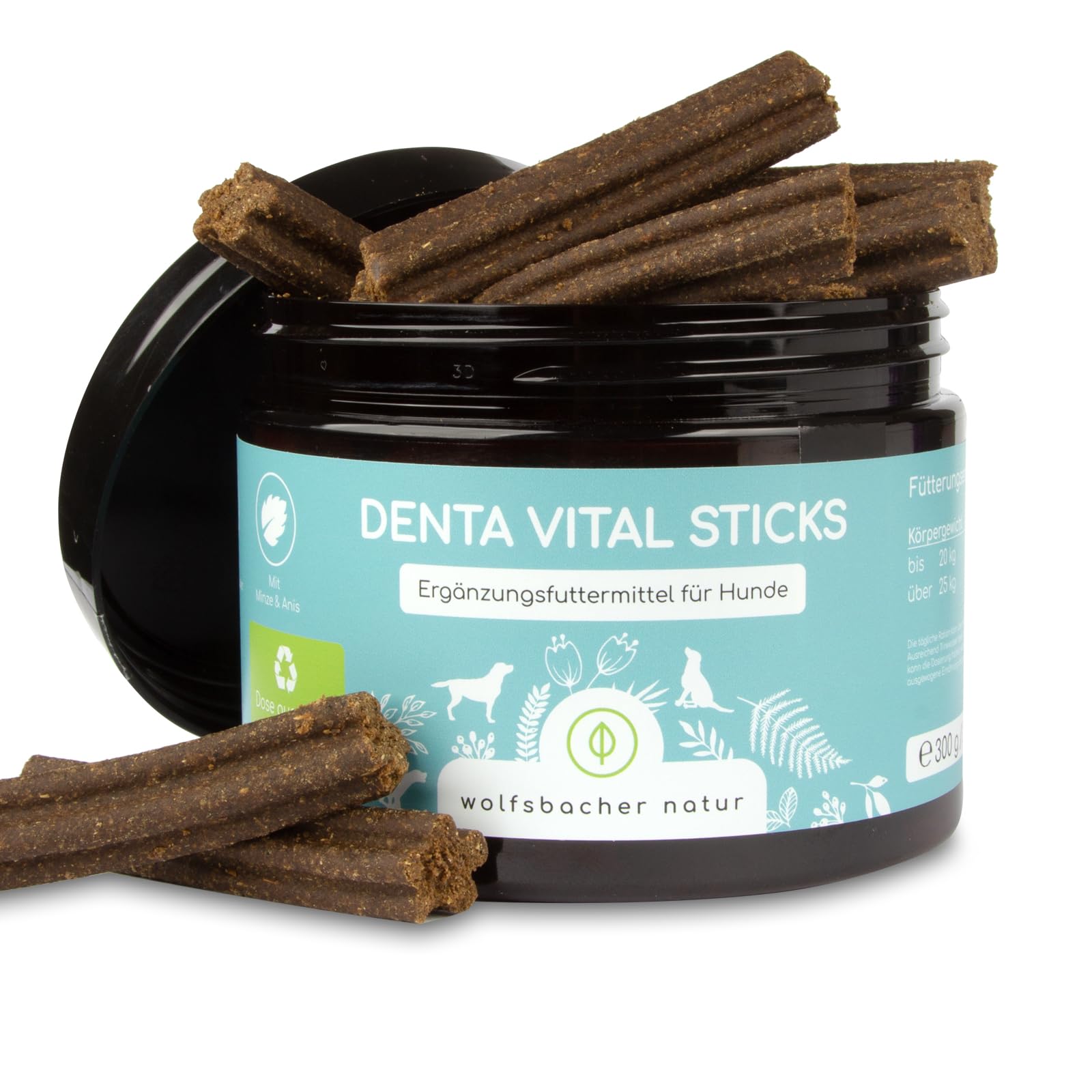Snacks para el cuidado dental para perros – Limpieza dental natural sin cepillos | Disuelve el sarro, aporta aliento fresco | 28 varillas para masticar con menta y anís como eliminador de sarro