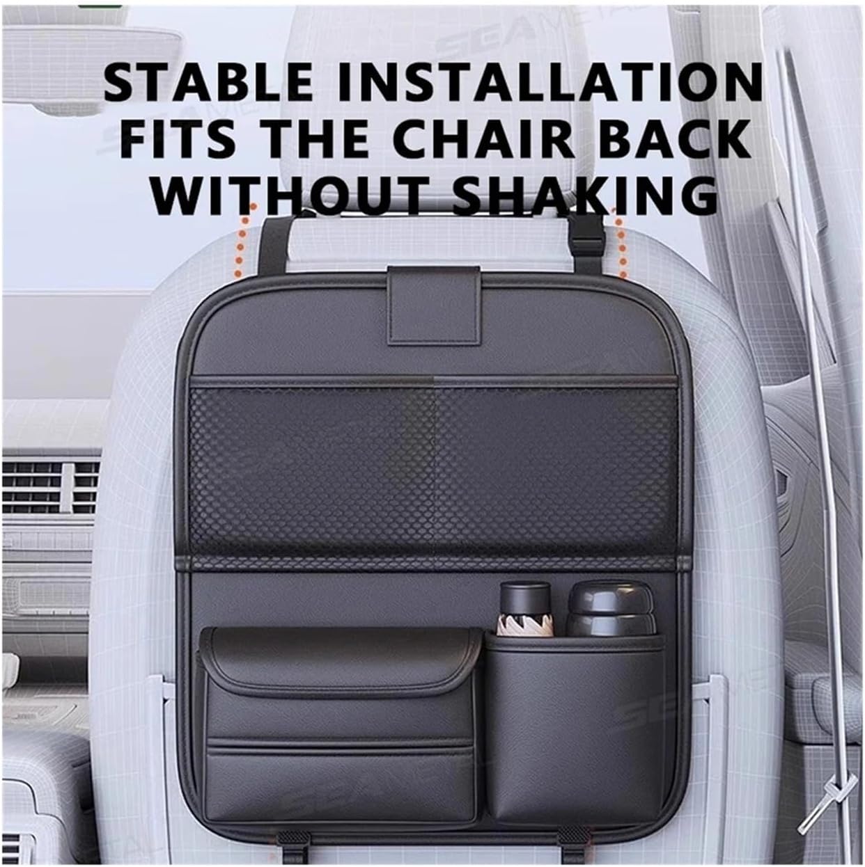 Car Seat Back Organizer with Foldable Table Tray Multi-Pockets Auto Back Seat Storage Bag for Car Interior Accessories Car Storage Back of Seat Car Organizer(with Tray)