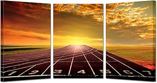 KREATIVE ARTS 3-Piece Canvas Wall Art Set - Running Track Sunrise Scenery, 16x24inch Each, Ready to Hang Canvas Prints for Living Room & Home Decor