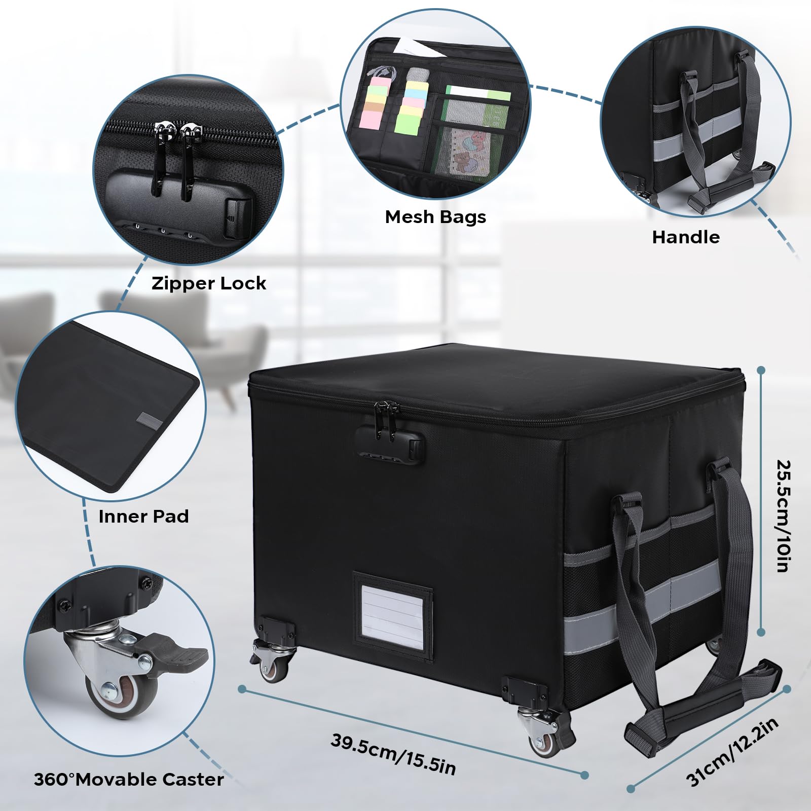 Geegear Cassaforte Portadocumenti Ignifuga E Impermeabile 39,5x31x25,5 Cm Con Serratura A Combinazione – Protezione Fino A 550°C