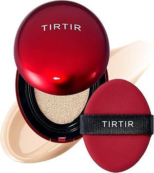 TIRTIR Mask Fit Red Cushion Foundation | Full coverage, Weightless, Skin fit, Satin Glow Finish, Korean Makeup, beauty, Tattoo cover up, Buildable #17N Vanilla, 18g