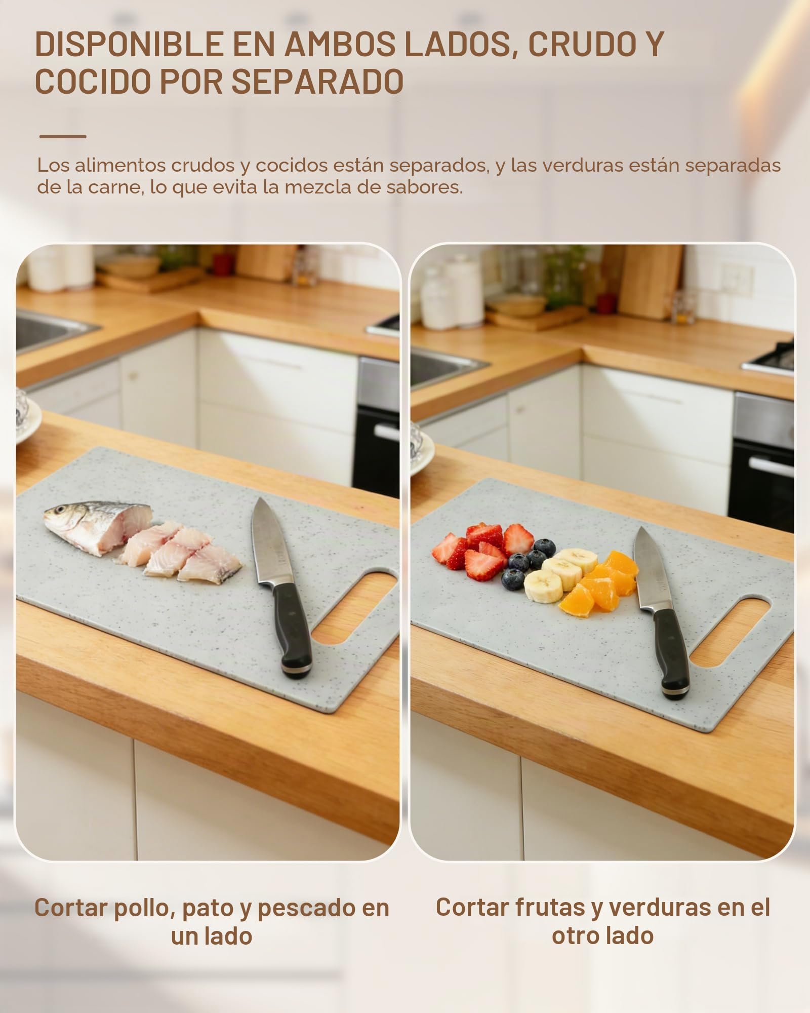 Juego de 4 Tablas de Cortar de Plástico – Tablas de cocina de doble cara con soporte práctico, tabla cortar cocina resistente y set de desayuno 28 × 18,5 cm, ahorra espacio y fácil de limpiar