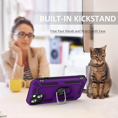 Miniatura 6 de UKLCCU Funda de teléfono para iPhone 13 Mini iPhone 13 Mini Funda de teléfono para hombres Funda de armadura resistente con soporte y anillo para