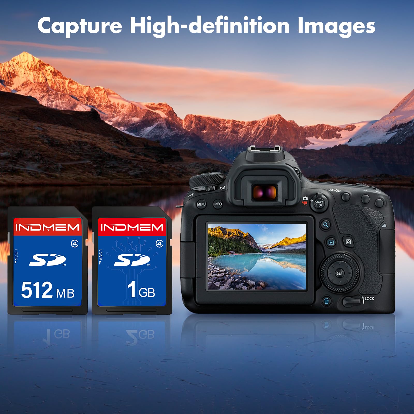 INDMEM - Scheda SD da 512 MB + 1 GB, classe 4, scheda di memoria flash da 1 GB MLC standard Secure Digital Card per fotocamera