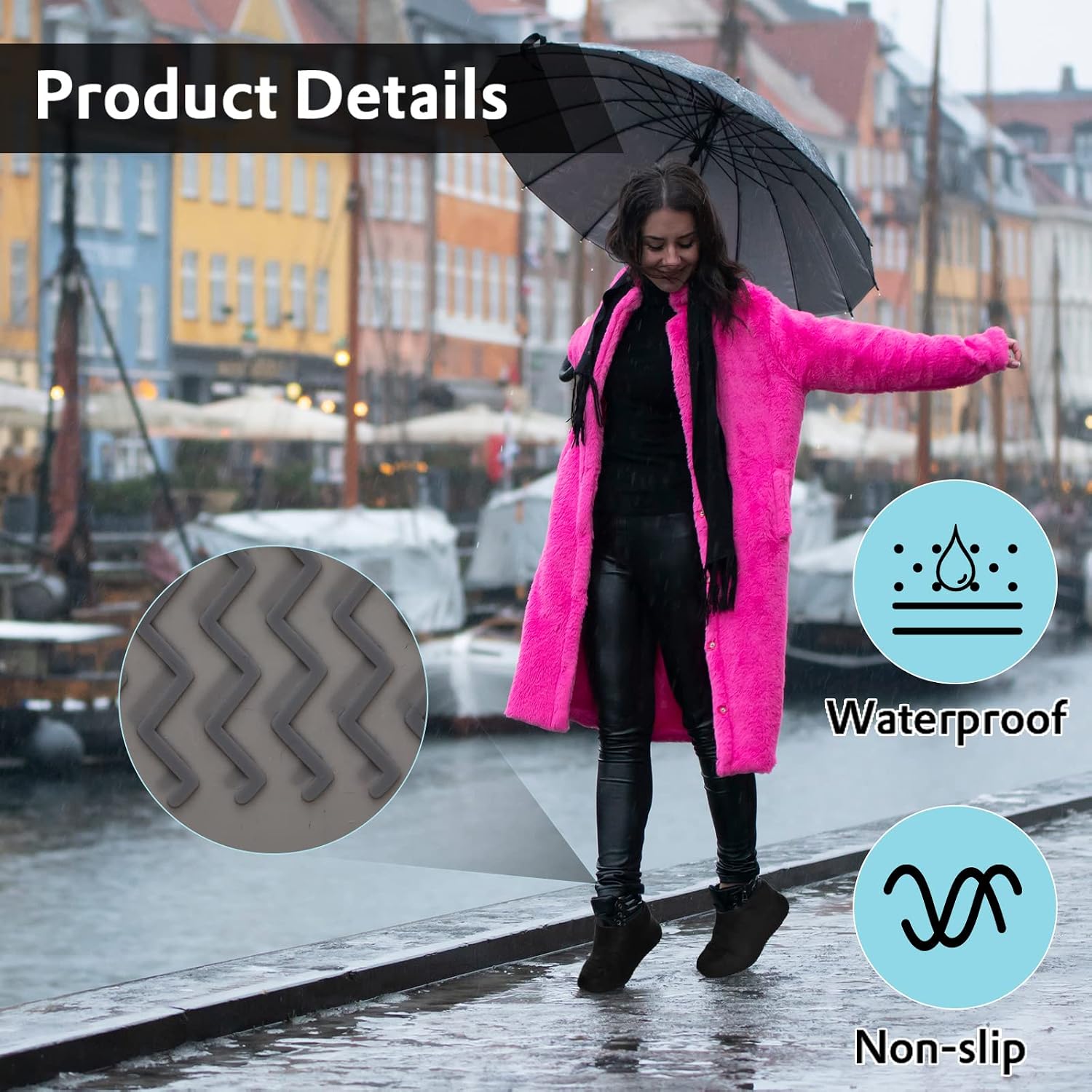 3 Pairs Silicone Shoes Covers Rain Waterproof Reusable Boots Cover Non Slip Overshoes Unisex Protector Indoor Multi Use Black White Gray, Fits up to 6. 5-11. 5 Us Men and 6. 5-12 Us Women Size(Large) image 3