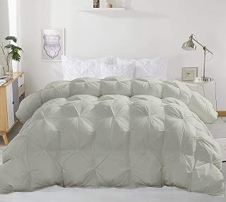 Sale 1000-TC All Season Down Alternative Comforter & 2pc Pillow Shams Oversized King Size 116 x 98 Inches Decorative Pintuck Comforter 100% Egyptian Cotton 600-GSM Fill & 8-Corner Tabs
