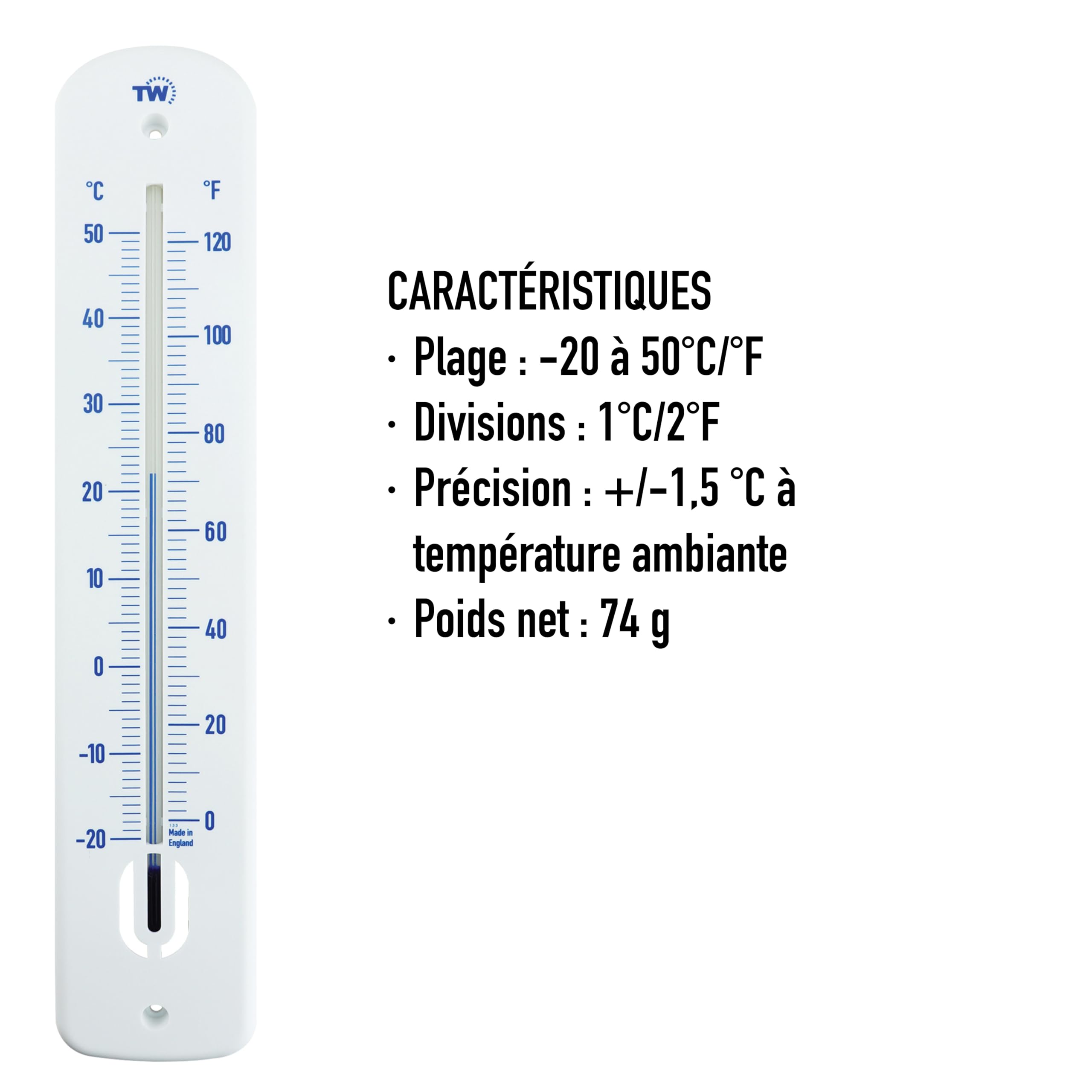 Grand thermomètre extérieur jardin 380 mm pour serre, patio, terrasse