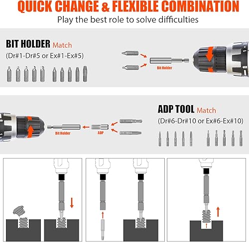 Miniatura 5 de Kit extractor de pernos de 41 piezas y juego de extractor de tornillos pequeños, herramienta extractor de pernos Ez Out con 5 adaptadores