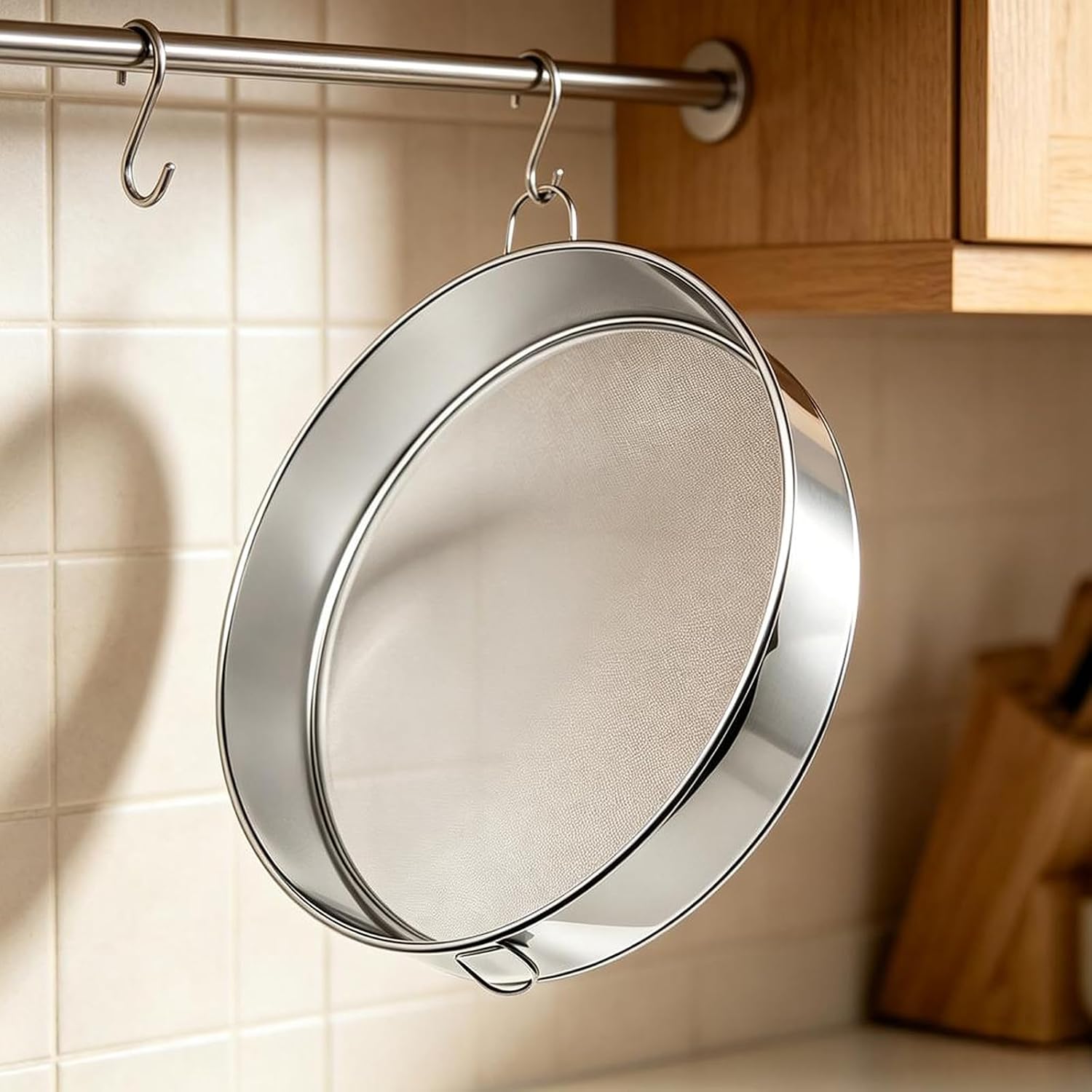 1Pcs Flour Sifter Stainless Steel Round Sifter for Baking (11.8 Inch)