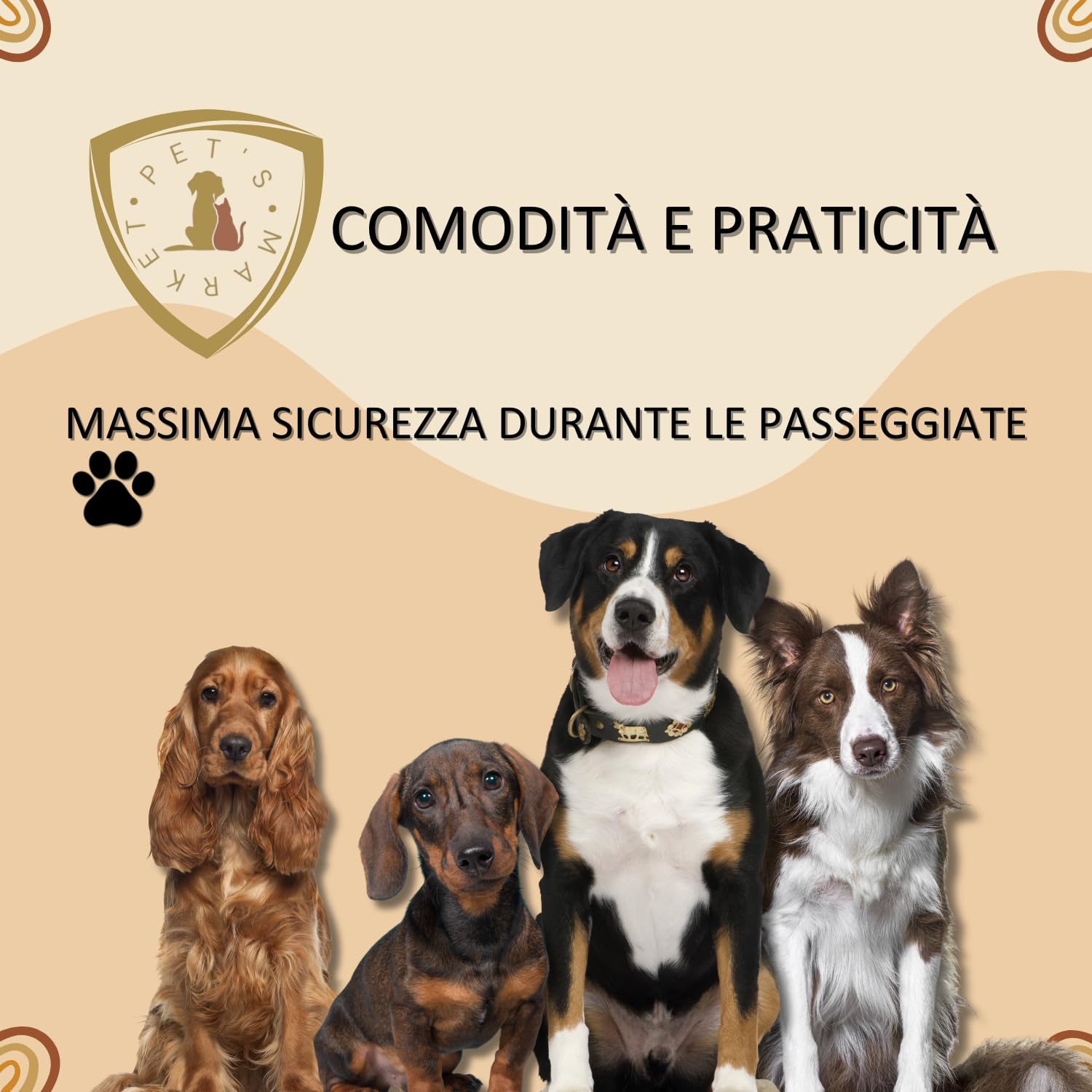 Pet's Market Guinzaglio Cane Cani 50 cm in Cuoio Tripla Treccia Color Marrone Scuro Presa Comoda Gancio Robusto (50 cm Marrone Scuro)