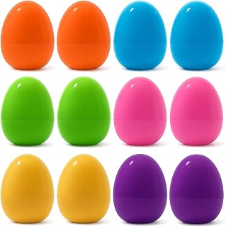 12 Pack Large Easter Eggs – 3.74'' Bright Plastic Fillable Eggs for Easter Egg Hunt, Party Favors, Candy Toys, Surprise Gifts