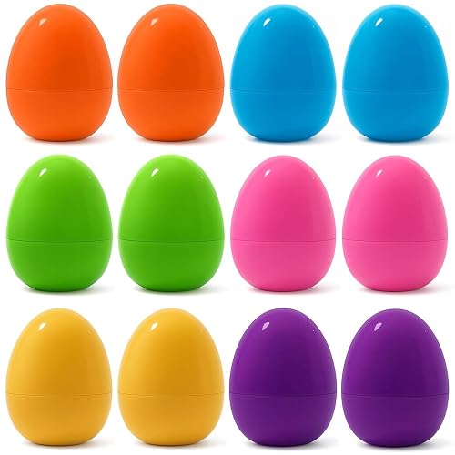 12 Pack Large Easter Eggs – 3.74'' Bright Plastic Fillable
