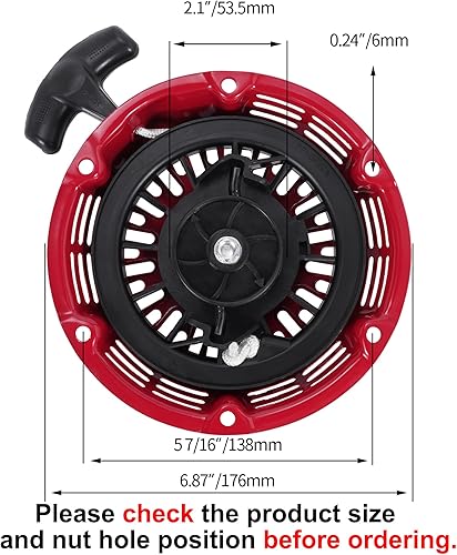 Miniatura 8 de RUTU Conjunto de arranque de tracción compatible con Honda GX120 GX160 GX200, arrancador de retroceso con mango de cable de tracción más grande para