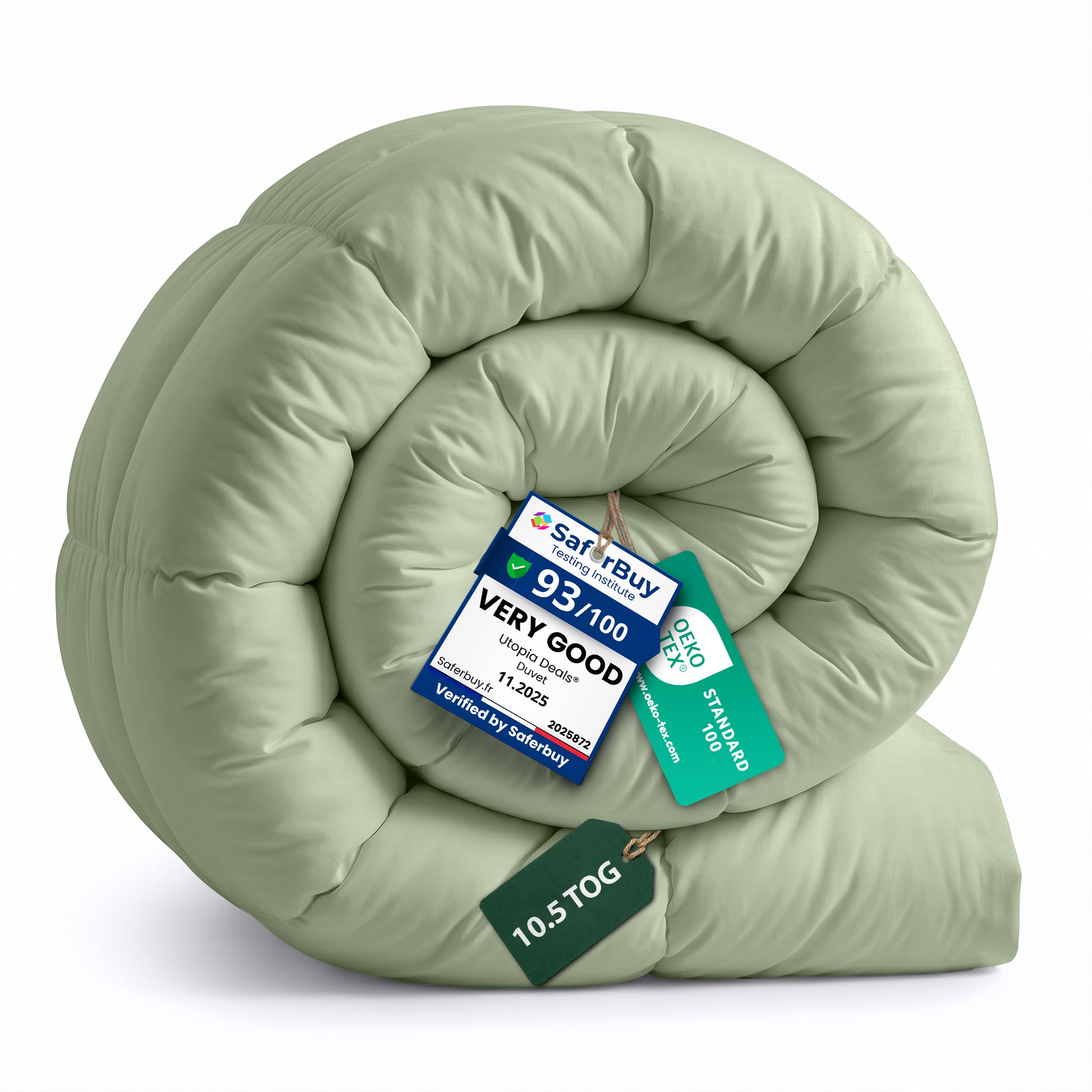 Utopia Bedding Duvet King, 10.5 Tog coverless Duvet with Corner Tabs, Box Stitched Quilt (King, Sage Green) (Pack of 3)
