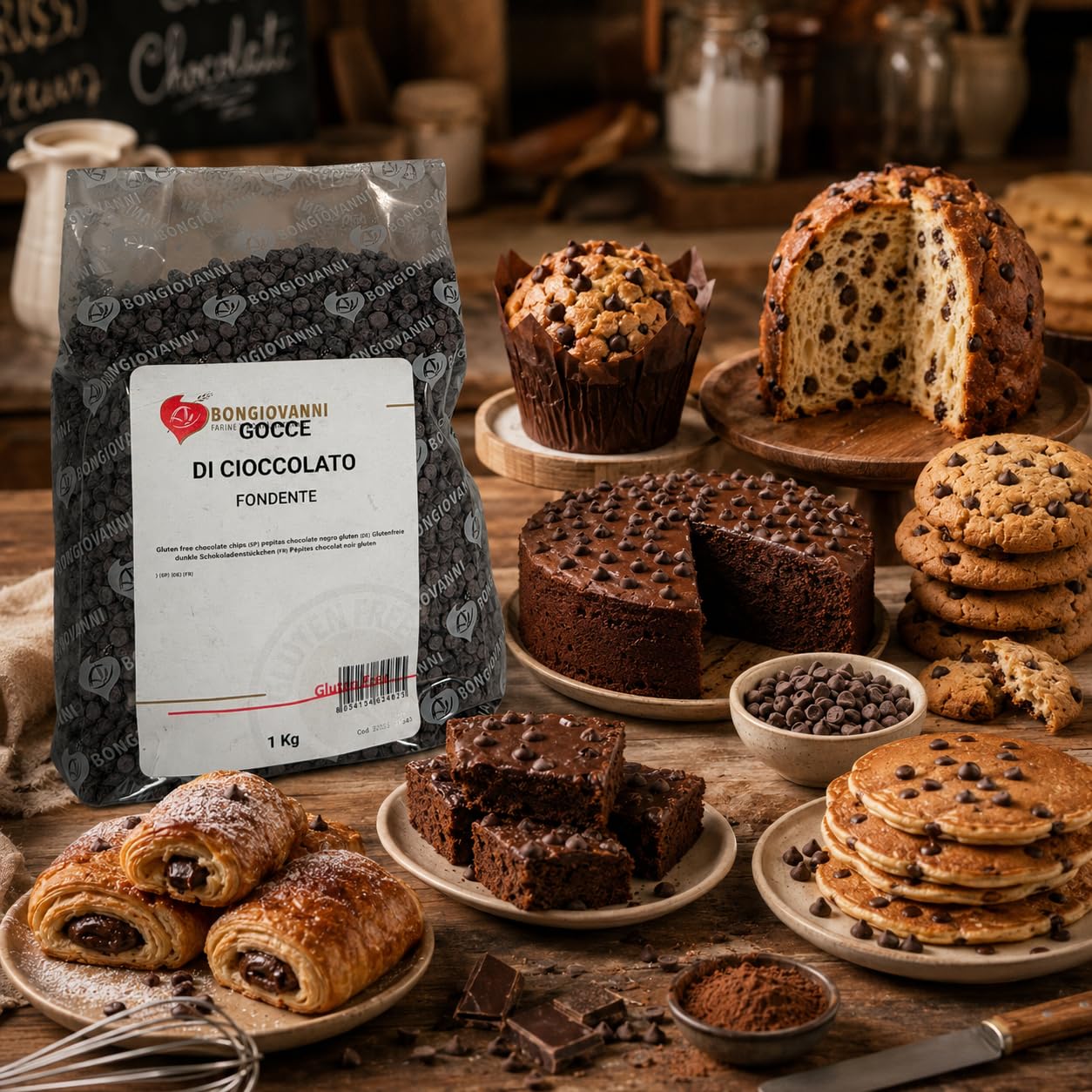 Bongiovanni Bontà Naturali Pépites de Chocolat Noir Sans Gluten 1 kg