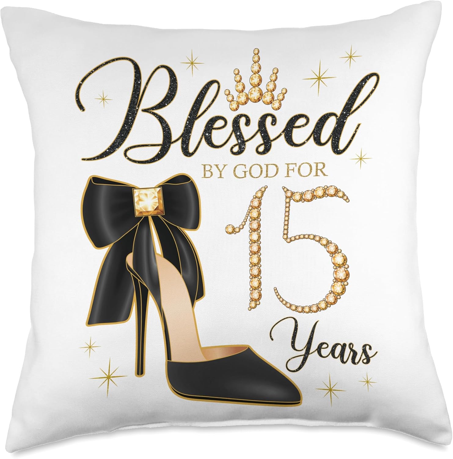 Blessed By God For 15 Years Old 15th Birthday Party Queen Throw Pillow