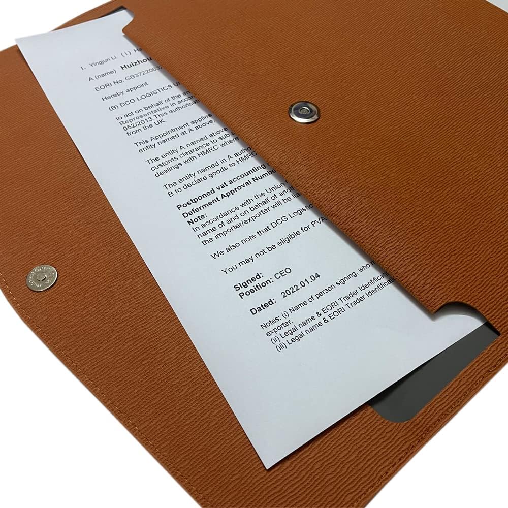 Oneyijun PU Leather A4 File Folder Document Holder Waterproof Portfolio Envelope Folder Case with Snap Closure 13x9.5 inch Brown - Image 5