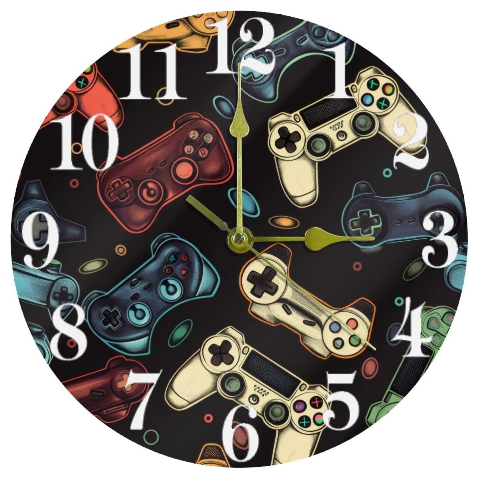 Horloge murale à joysticks colorés et mécanisme silencieux sans tic-tac