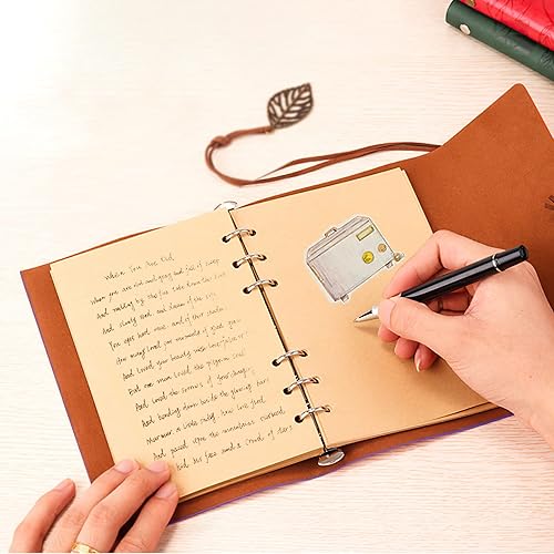 Miniatura 7 de SAYEEC Leather Writing Journal Notebook, Vintage Refillable Travel Journal Blank Diary Planner, Classic Leaf Embossed Spiral Notepad Sketchbook with