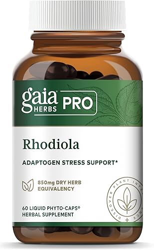 Gaia Herbs Pro Rhodiola - para apoyo y alivio del estrés adaptógeno - con Rhodiola Rosea, Rosavins, glicerina vegetal y más - 60 fito-cápsulas