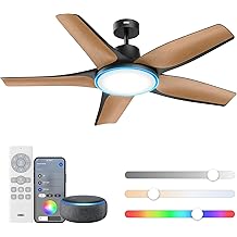 Dreo Smart Ceiling Fans with Lights, Low Profile Ceiling Fan with Alexa/App, 52'' Dimmable Lighting &amp; Color Tuning, RGB Ambient Light for Living Room, Game Room, Easy Installation, Quiet, Black