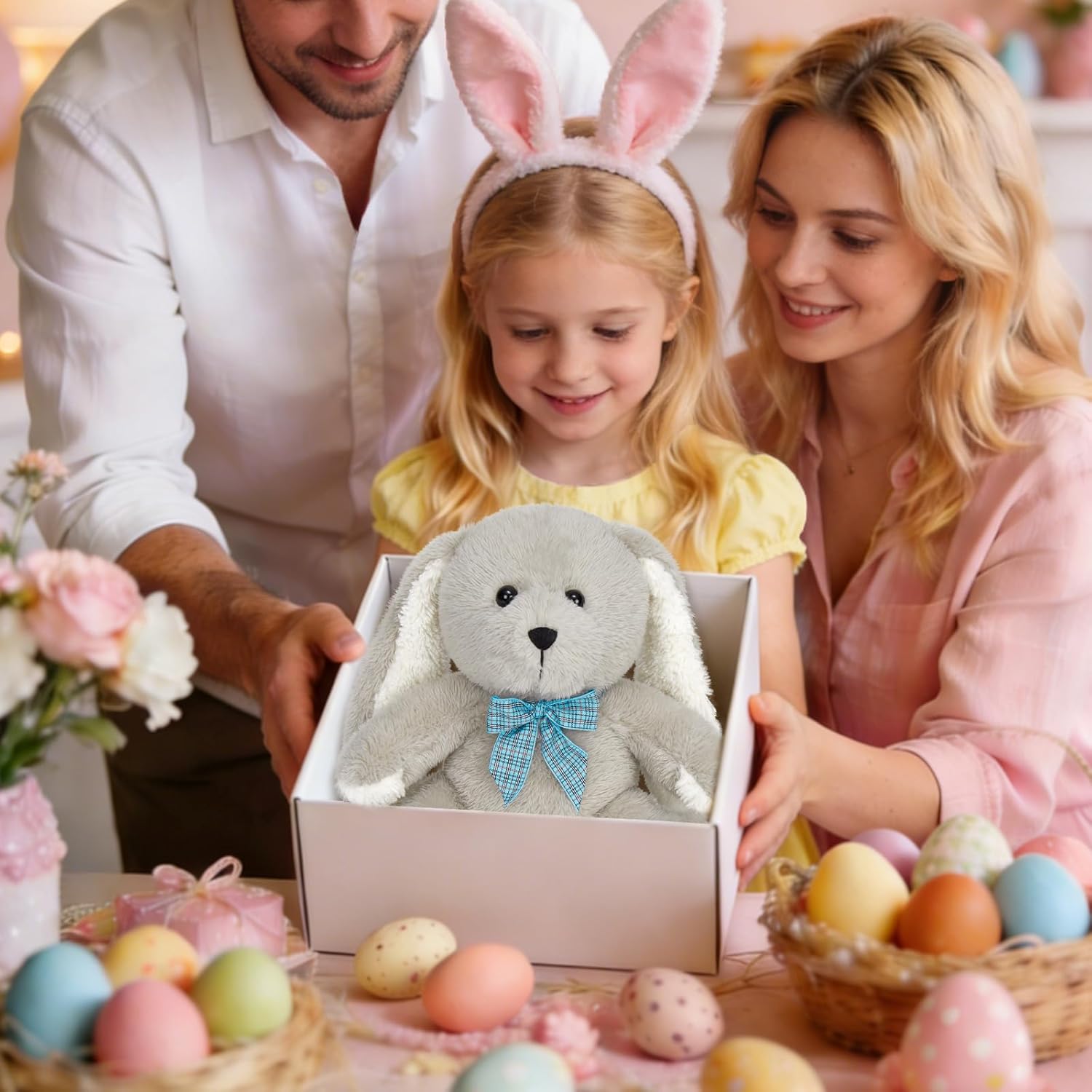 MaoGoLan 5 Pack Soft Stuffed Animals Bulk for Easter 13'' Cute Plush Toys Party Favors Bundle for Kids Teens Girls - Teddy Bear, Floppy Bunnies, Dog, Cat - Baby Shower Decor