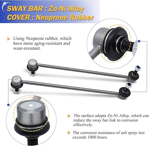 Vista 73 de Varillas de barra estabilizadora delantera izquierda y derecha de aleación de zinc-níquel de 13.82 pulgadas para Sonata 2011-2012, Optima 2011-2012