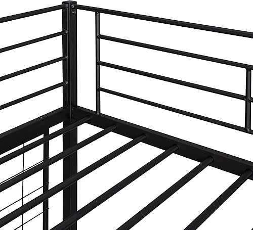 Miniatura 5 de Bellemave Cama tipo loft de metal individual con escritorio y panel de rejilla, litera tipo loft sobre escritorio con marco de metal, cama