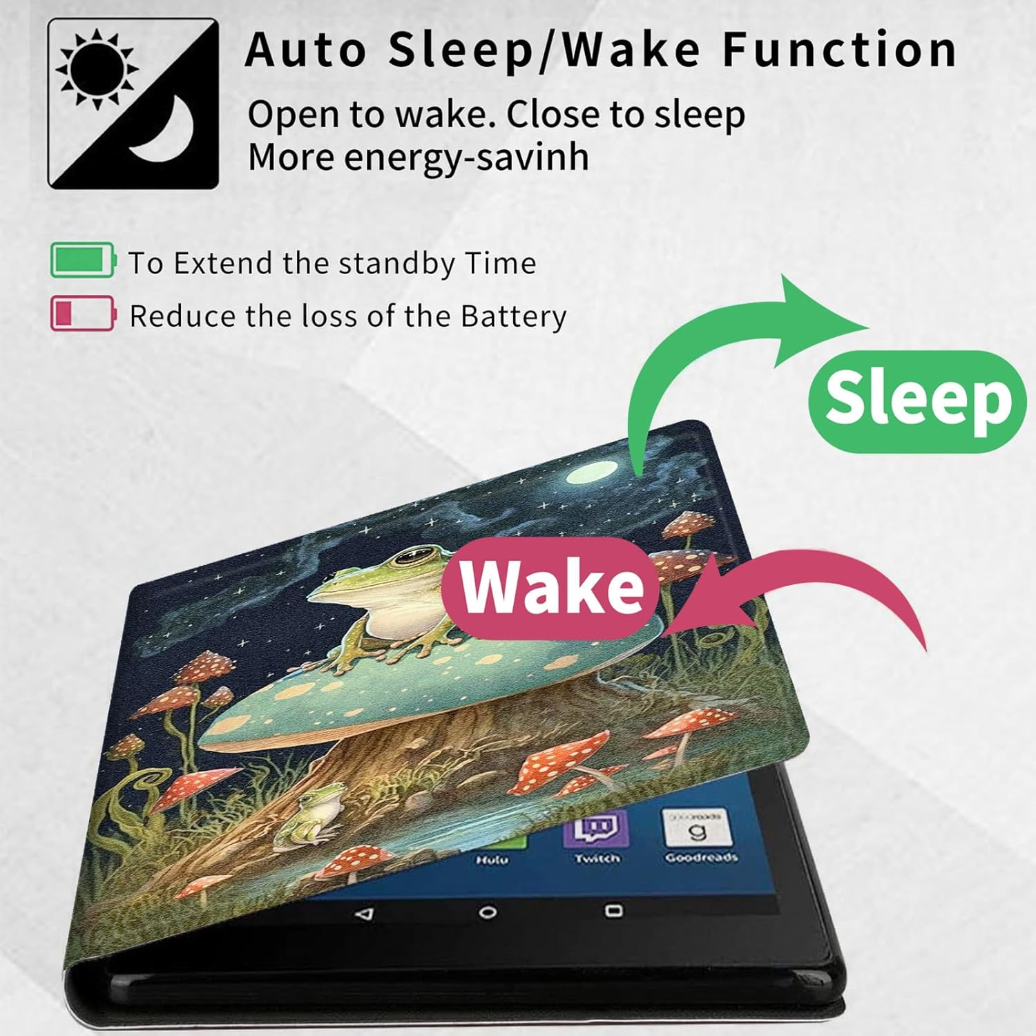 Case for Amazon Fire HD 10 & Fire HD 10 Plus Tablet (13th/11th Generation, 2023/2021 Release, 10.1"), PU Leather Folio Smart Cover with Multi-Angle Kickstand, Auto Sleep/Wake, Cottagecore Frog