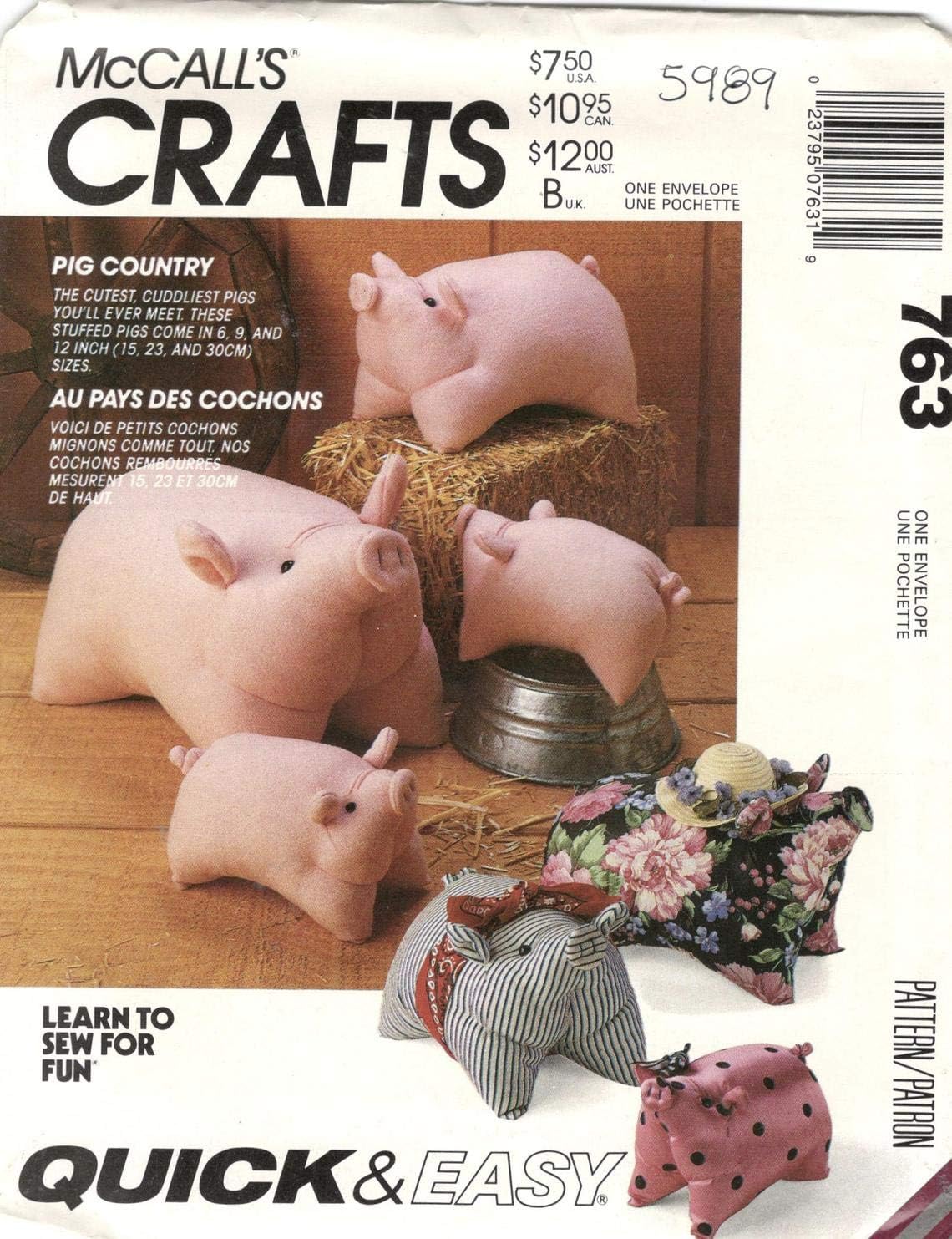 McCall's Crafts Sewing Pattern 5989 Pig Doll Package