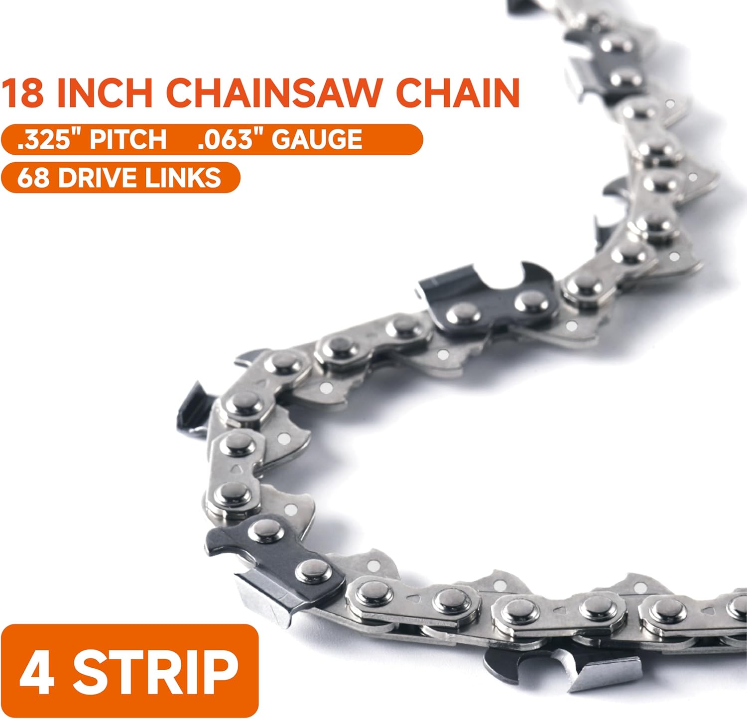 chainsaw chain 4 Pack 18 Inch Chainsaw Chain 3/8" LP Pitch .050" Gauge 62 Drive Links -D62