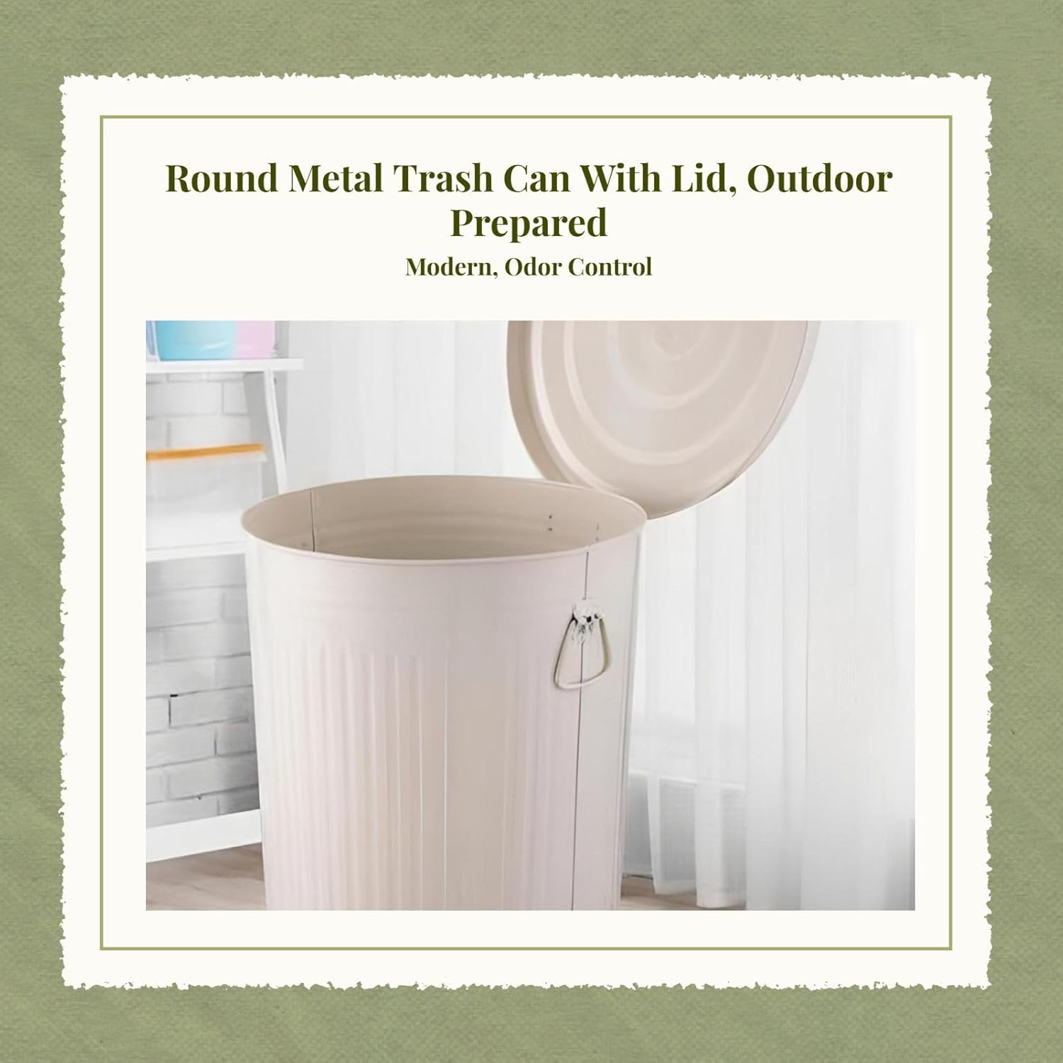 Generic Metal Trash Can Garbage Can Multipurpose Heavy Duty Garbage Container Compost Bin with Lid for Garage Kitchen Small