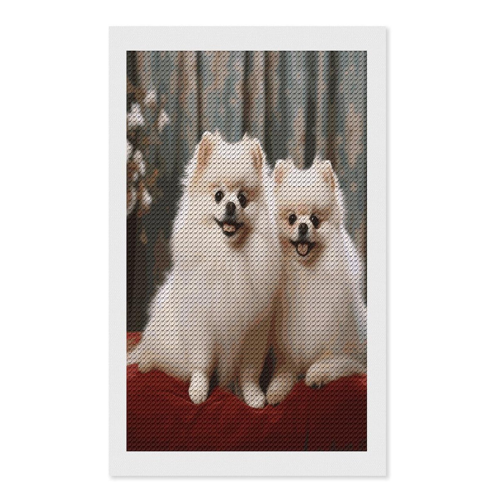 VstaDank Short-haired Pomeranian Dog Diamond Painting Kits Exquisite DIY Full Round Drill Diamond Dots Painting for Adults Beginner Diamond Photo Paint with Diamond Picture Art Wall Decor 12"x20"