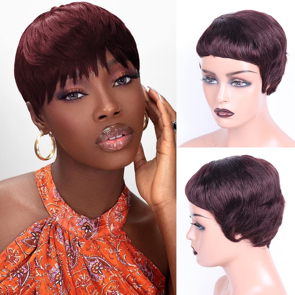 MYLOCKME Short Pixie Wigs for Black Women Glueless Human