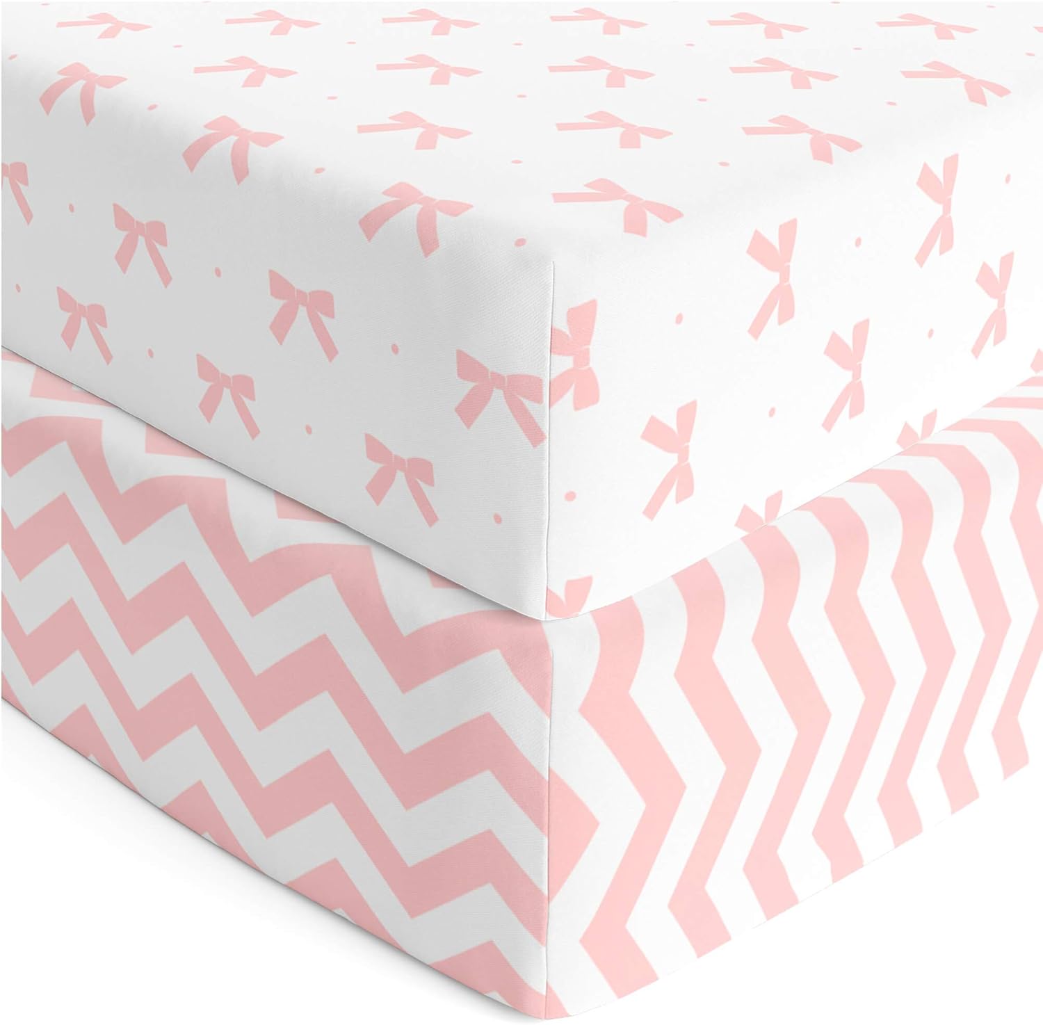 Baby Crib Sheets Girl 2 Pack | Jersey Cotton Fitted Crib Sheet Set and Toddler Bed Sheets | Pink Baby Girl Crib Sheets | Standard Crib and Toddler Bed Mattress Size 28 x 52 Inch