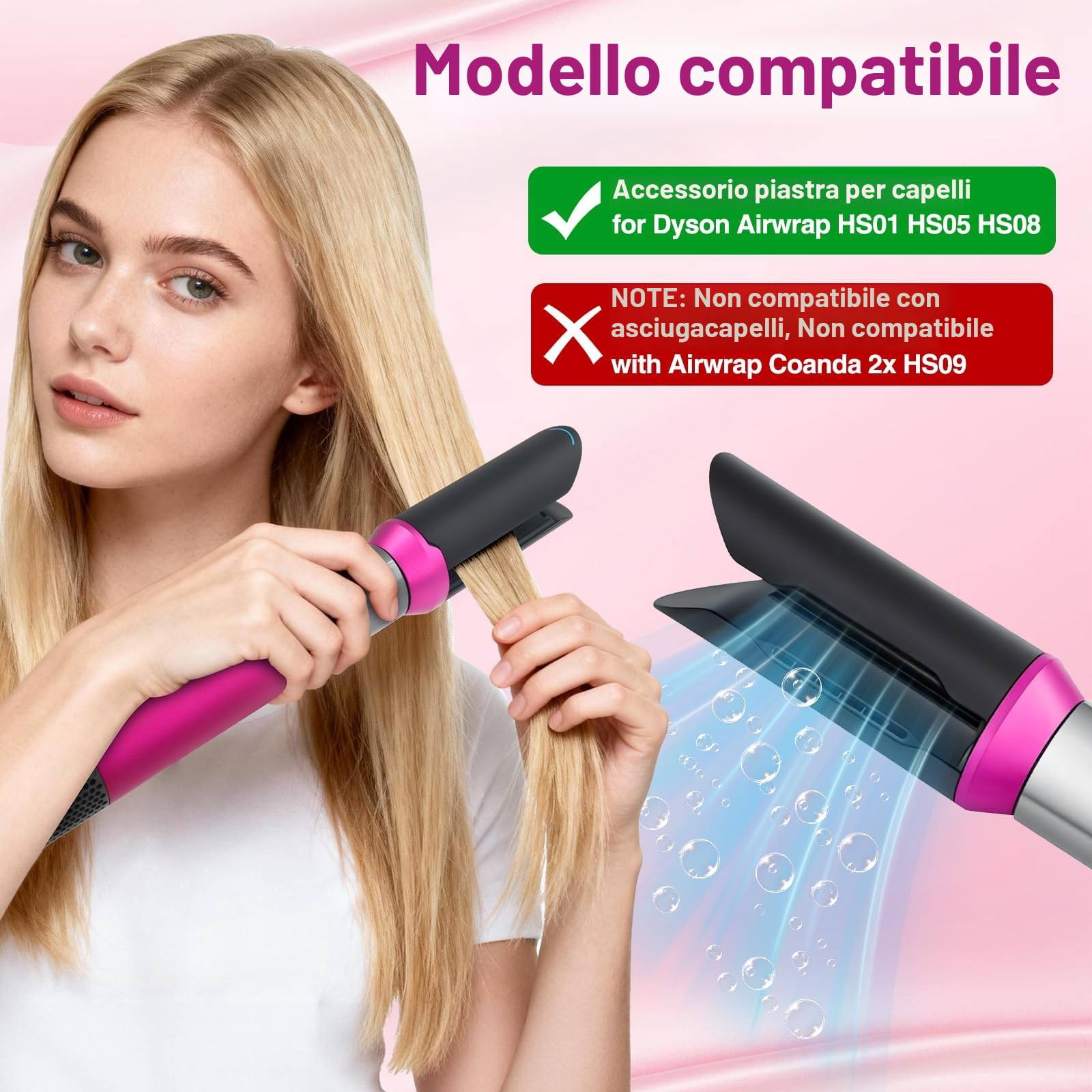 Accessorio per piastra per capelli Dyson Airwrap HS01 HS05 HS08, spazzola pre-styling per capelli ricci, accessorio per capelli (rosa)