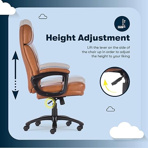 Miniatura 7 de Serta Comfort Executive Silla de oficina grande y alta, silla ergonómica de escritorio de computadora con respaldo alto, asiento acolchado