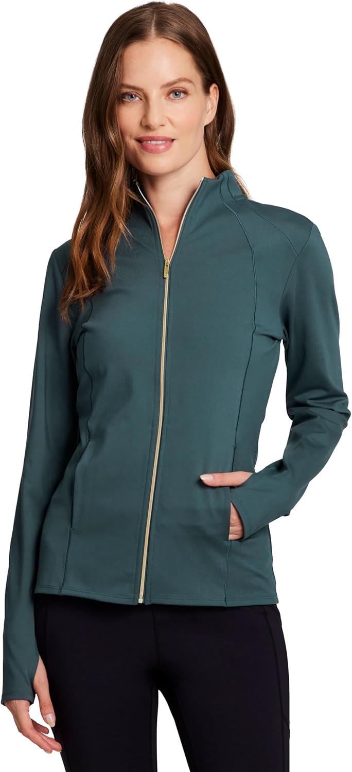 RBX Active Running Jacket for Women, Lightweight Zip Up Mock Neck Yoga Jacket With Zipper Pockets