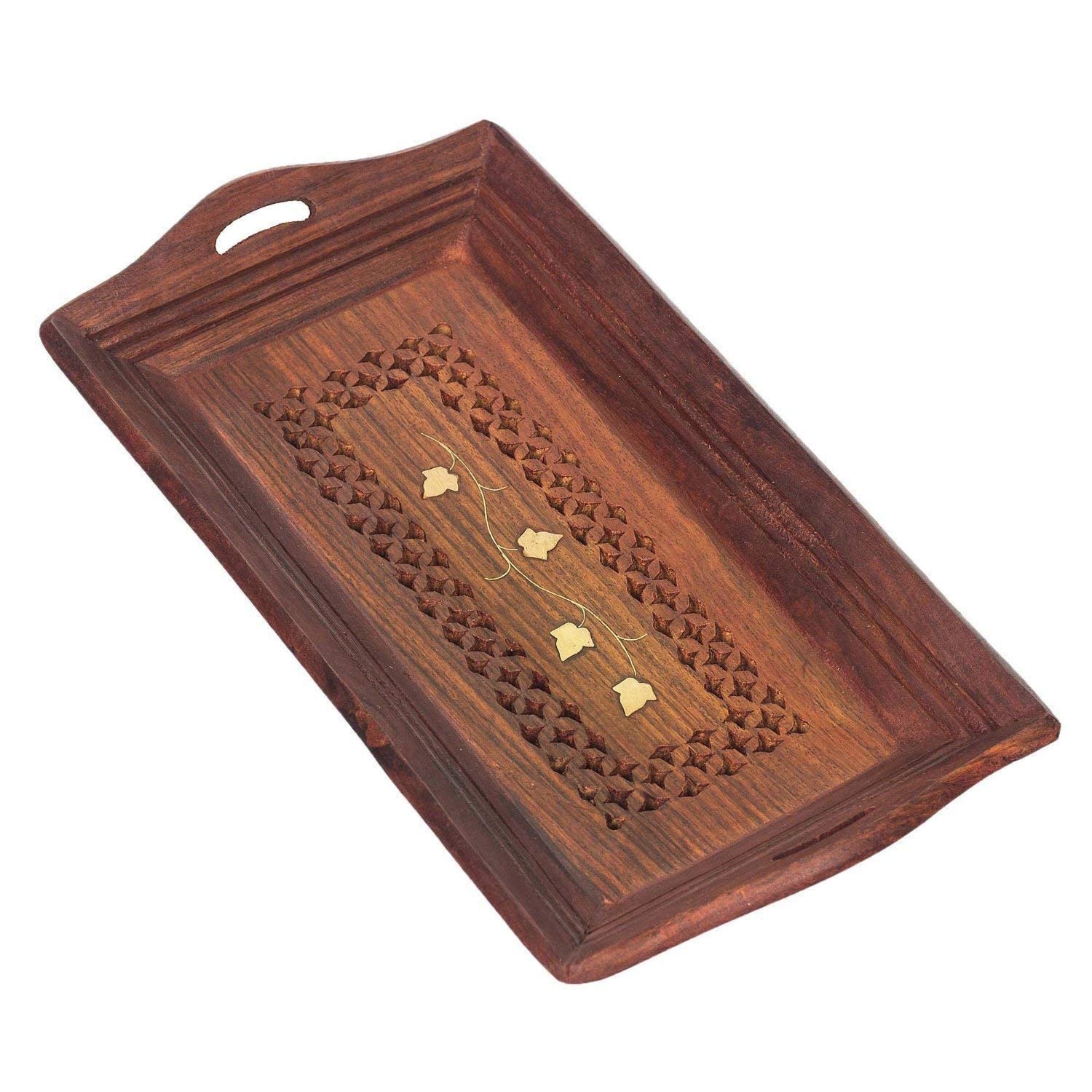AFIRAA® Wooden Bazaar Rectangle Wooden Sheesham Wood Coffee Tray Brown (B09H4BDGW1) Amazon Price History, Amazon Price Tracker