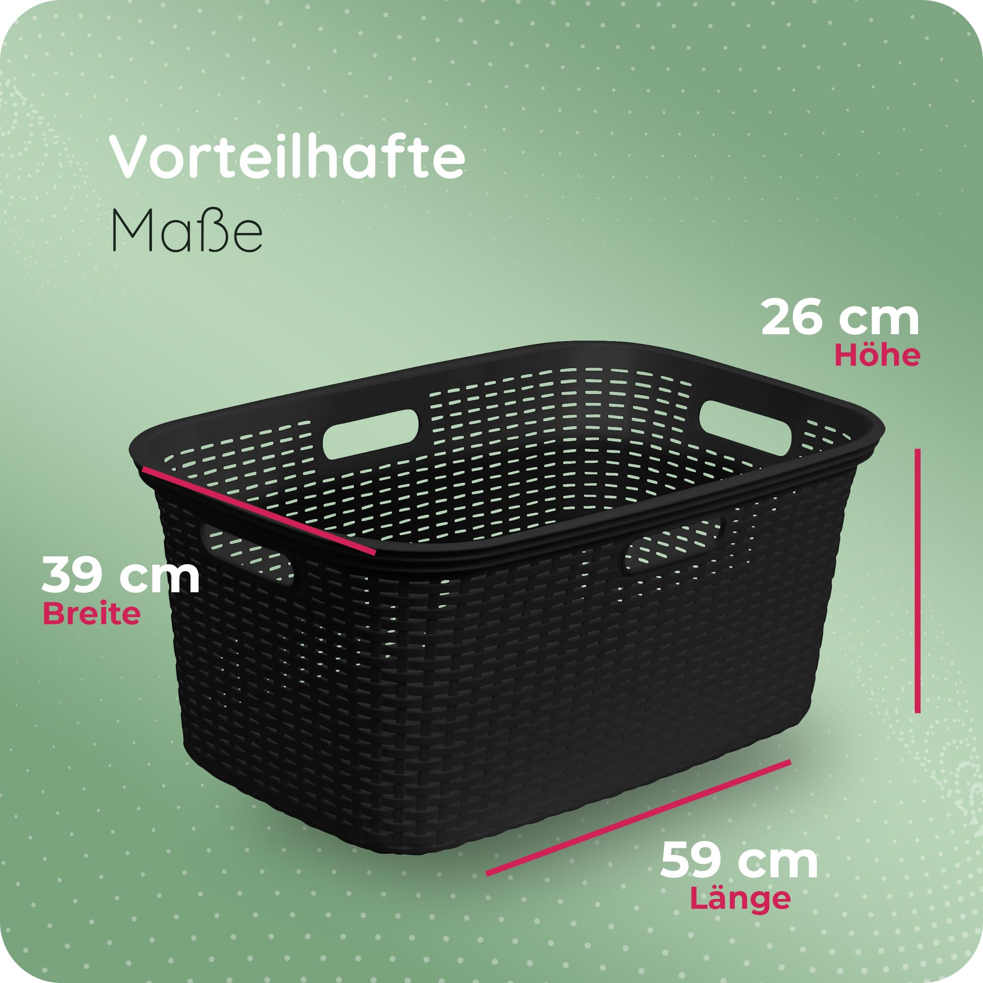 Novaliv Sparset 6X Rattan Wäschekorb mit 4 Griffen 40L Schwarz, Wäschebox Set Wäscheeimer Wäschebehälter für Bad Wäsche Schmutzwäsche, Wäschekörbe Haushalt Zubehör Wäschetonne Sammler
