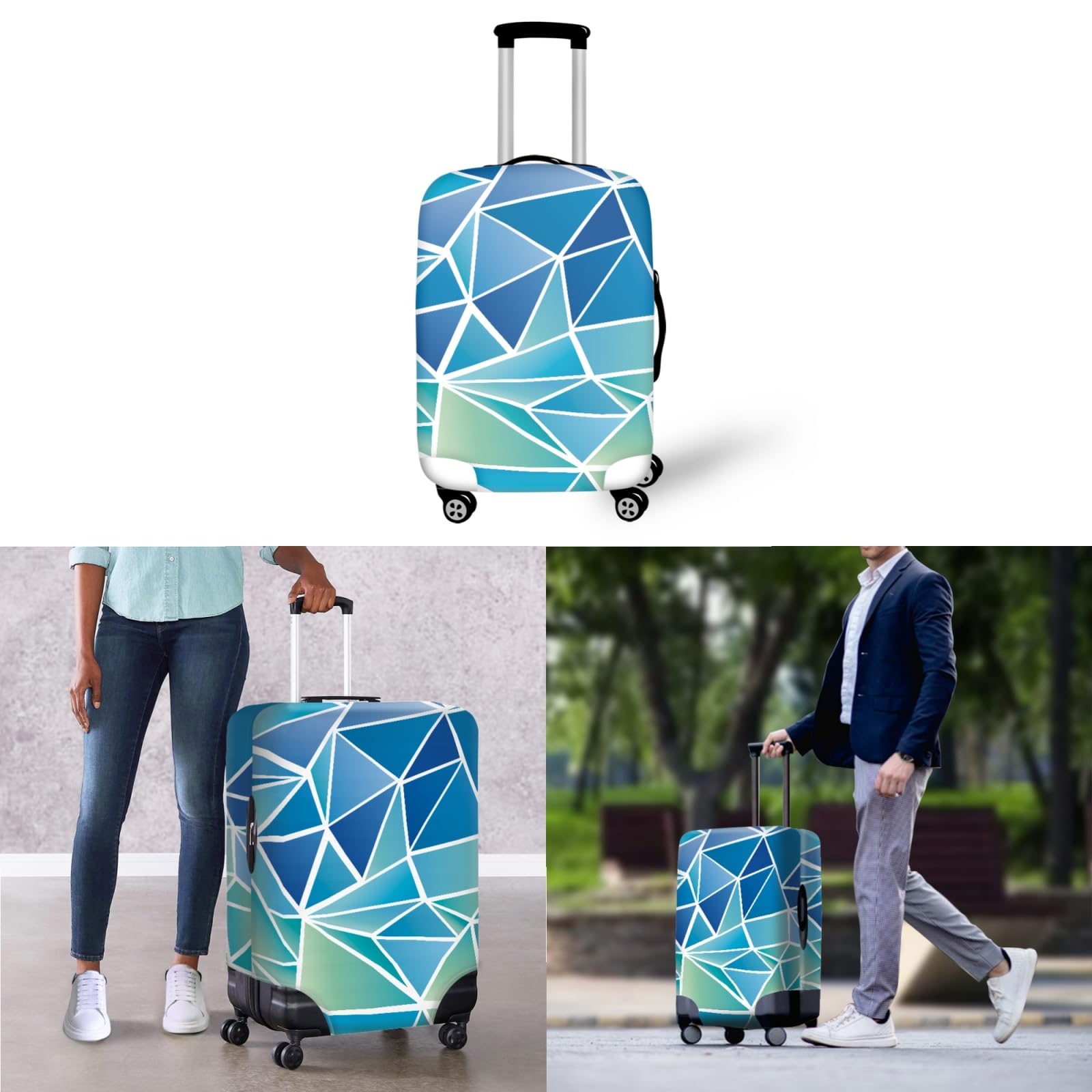 Wanyint Funda protectora para maleta con soporte para taza y asas, Geometría moderna abstracta, L
