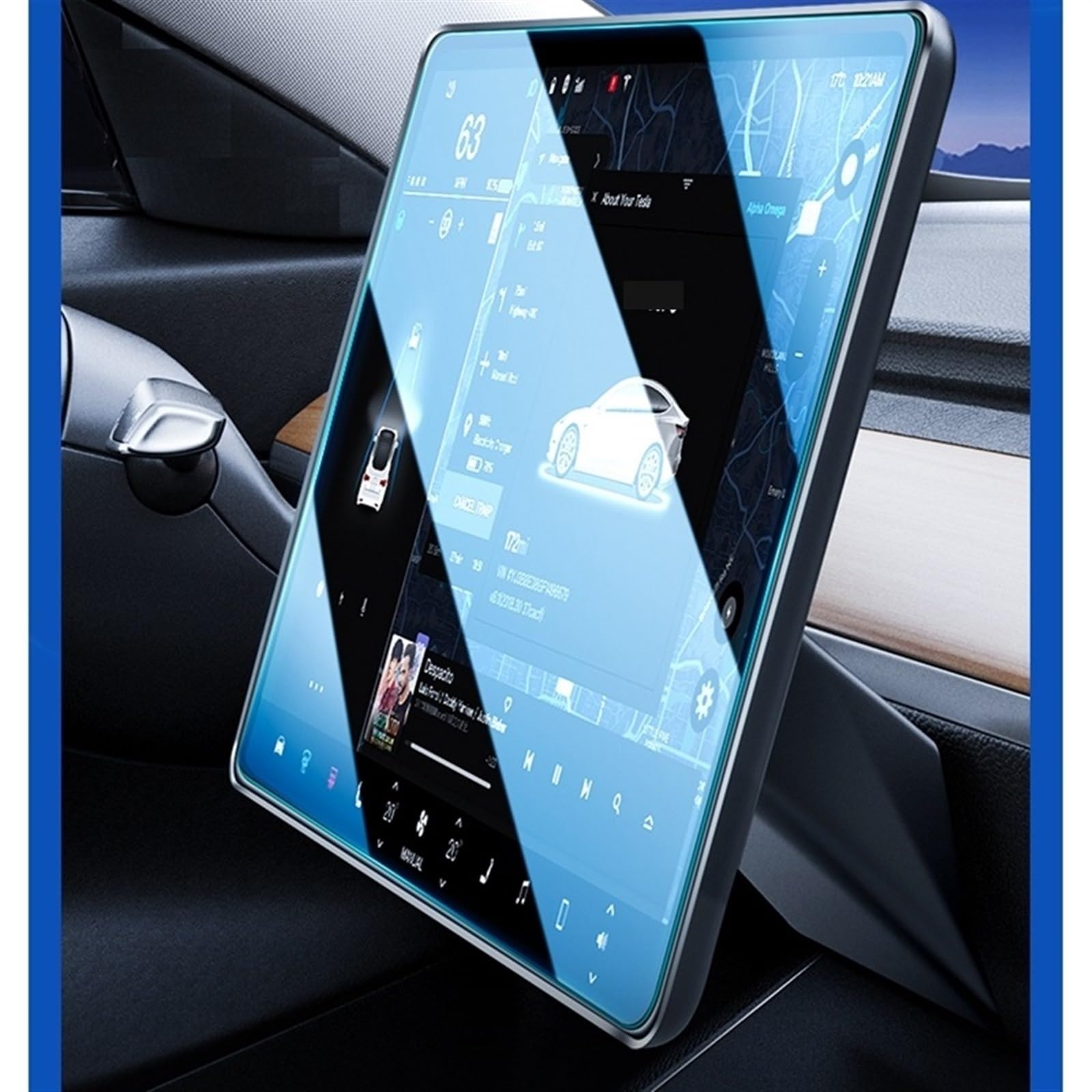 Navigation Pellicola Compatibile con Tesla per Model 3 per Model Y Car Center Control Screen Pellicola Vetro Pellicola Vetro Temperato Protezione per Touch Screen 15 Pollici | Veicolo Centro Controllo Schermo Vetro Pellicola Vetro temperato Pellicola Sche