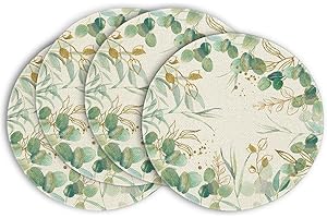 Eucalyptus Summer Round Placemats, Set of 4, 15 Inch Table Mats.