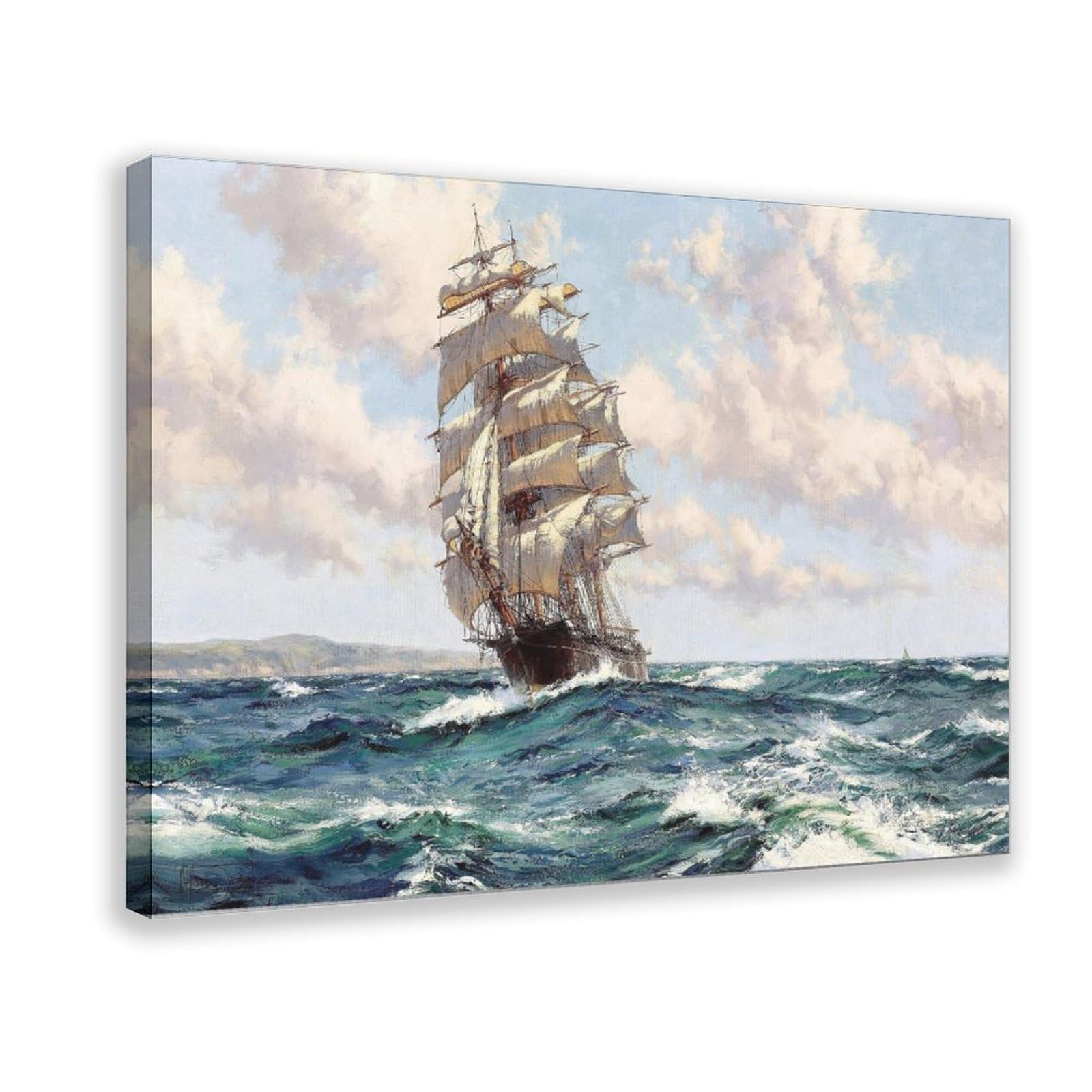 WCYB Stretched Canvas Land Ho The Clipper Ship North America by Montague Dawson Sailing Ships Prints Posters Canvas Deco Paintings Wall Art For Office Livi