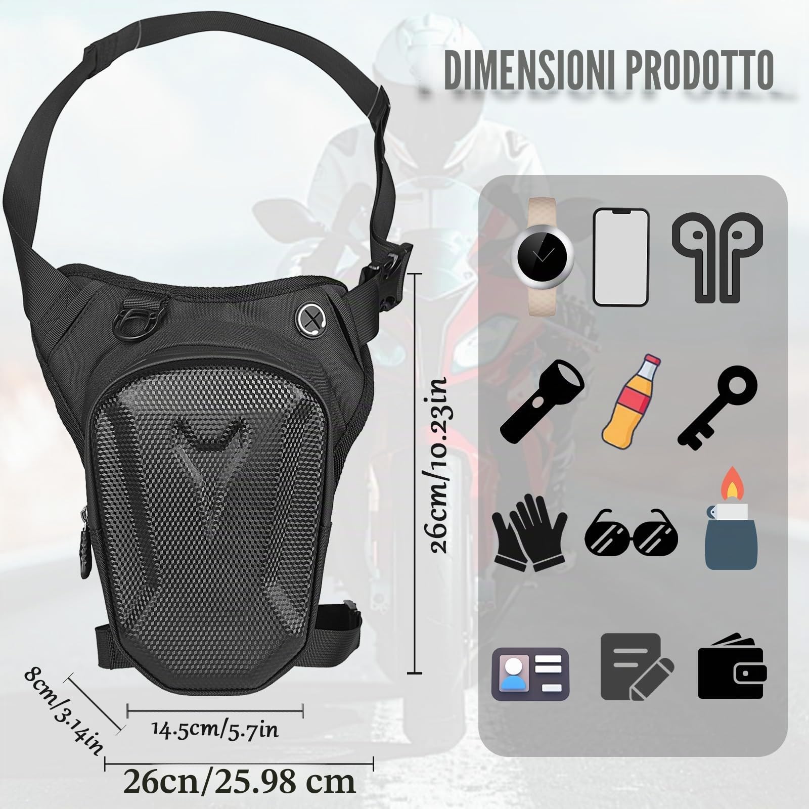 Marsupio Gamba Moto, Borsa Cosciale Espandibile, EVA Impermeabile Borsa da Gamba, Borsello Sportivo Per Attività all'aria Aperta Viaggi Escursioni Cyling Tactical Outdoor