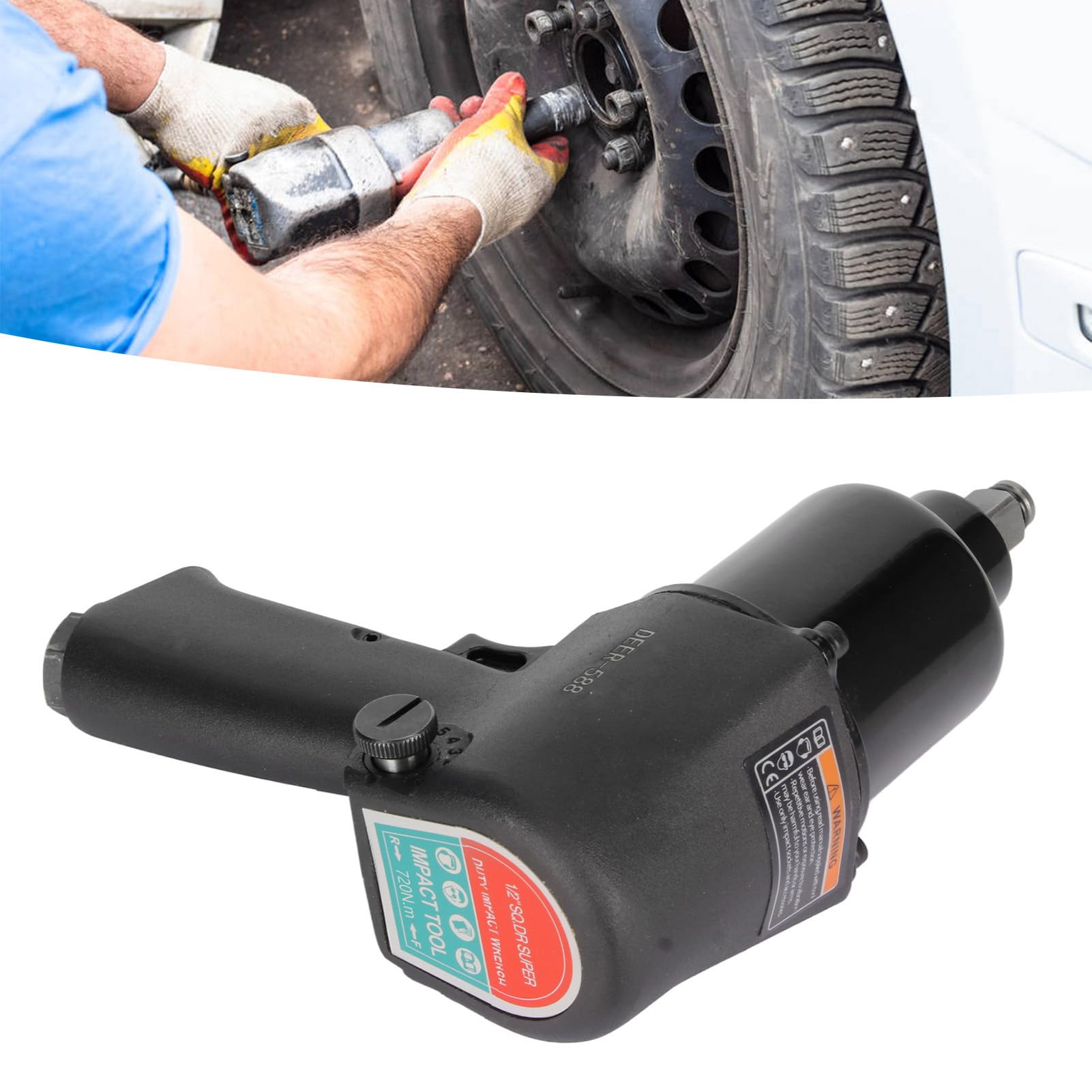 YWBL-WH Avvitatore a Percussione Pneumatico in Acciaio Legato 1/2 in Drive 720N·m 7800RPM Antiscivolo Facile Controllo della Torsione per Meccanici di Riparazione di Automobili